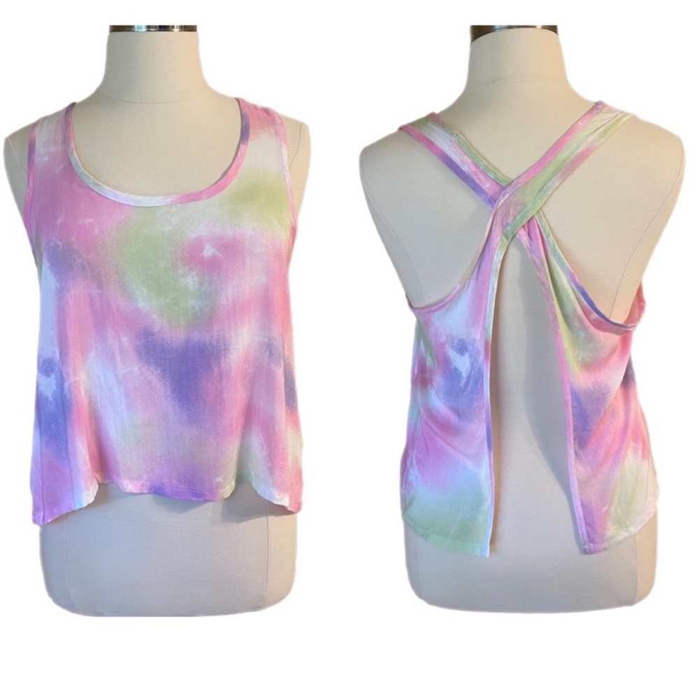 Spoiled Pastel Tie-Dye Open Back Flowy Tank Top - size XL - NWOT